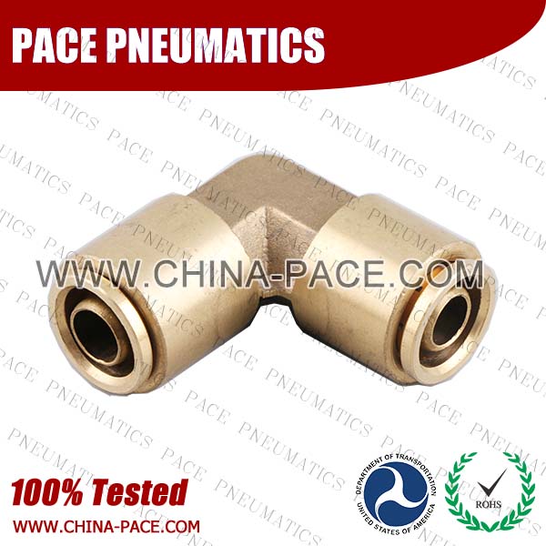 Union Elbow DOT Push To Connect Air Brake Fittings, DOT Push In Air Brake Tube Fittings, DOT Approved Brass Push To Connect Fittings, DOT Fittings, DOT Air Line Fittings, Air Brake Parts